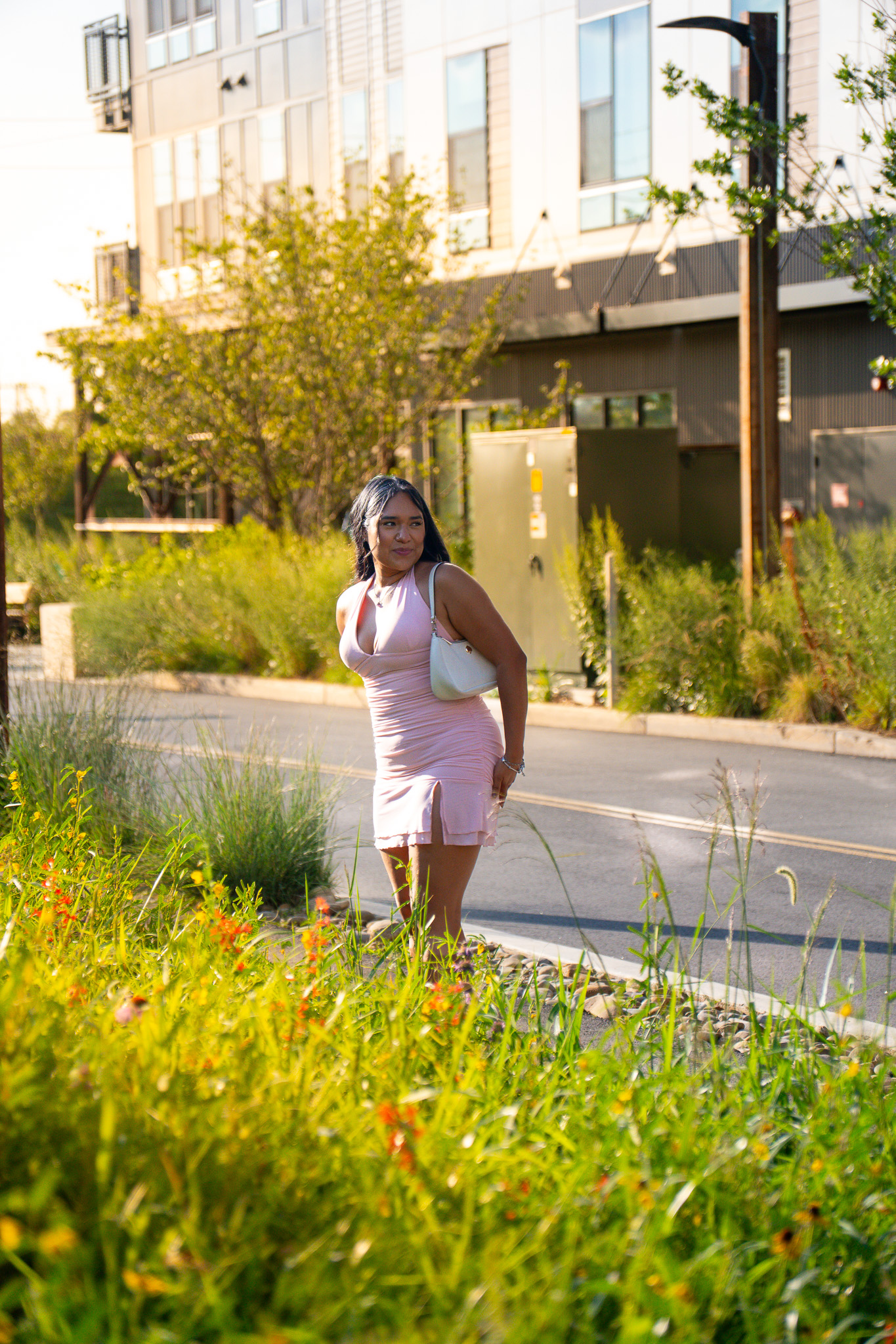 Birthday portrait session, pink outfit, golden hour